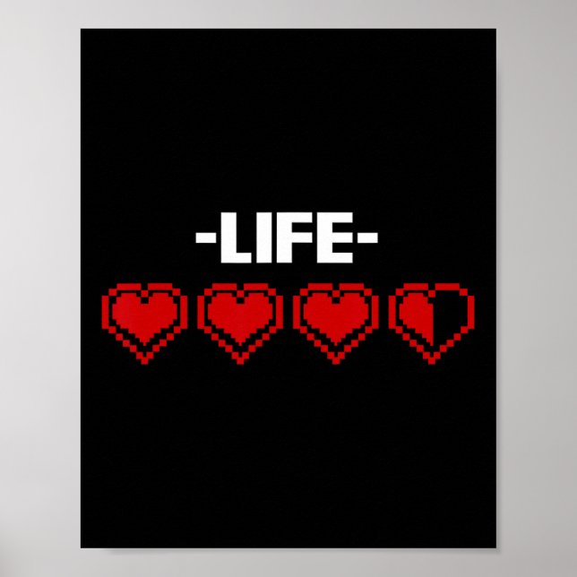 Poster Indicador Heart 8 Bit Graphic Video Game Player Gi (Frente)