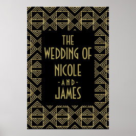 Poster Indicativo De Casamento De Glam Retro-Glam Da Deco