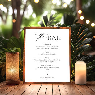 Poster Indicativo de Menu de Bares de Casamento Minimalis