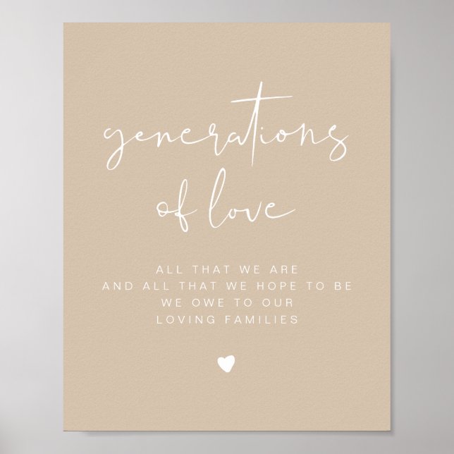 Poster ÍNDIE Boho Beige Gerações de Sinais de Casamento d (Frente)