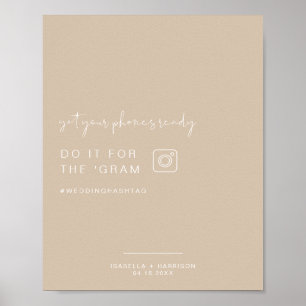 Poster INDIE Boho Beige Instagram Hashtag Wedding Sign
