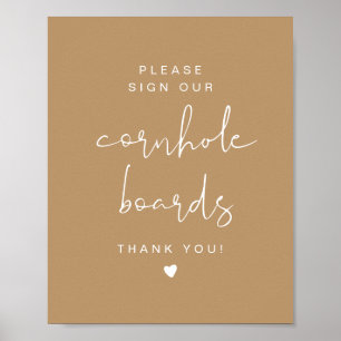 Poster ÍNDIE Boho Cornhole Guestbook Sinal de Casamento