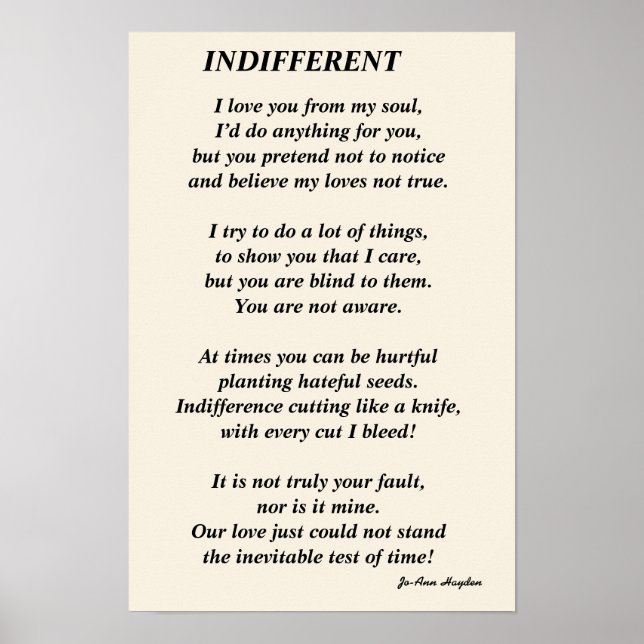 Poster INDIFFERENT poemPrint, papel de pôster Value (Matt (Frente)