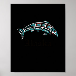 Poster Indígenas Americano Nativo de Pesca de Salmão do A