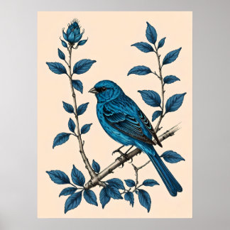 Poster Indigo Bunting Bliss - Uma Música de Cores