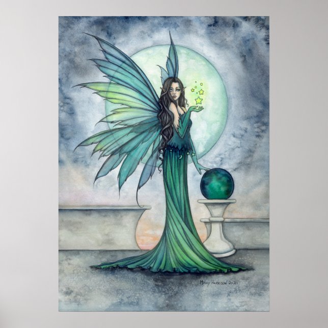Poster Indigo e Jade Fairy Fantasy Art Molly Harrison (Frente)