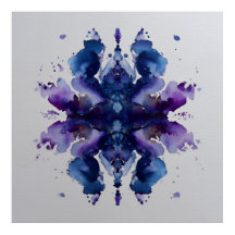 Índigo Violeta Mandala Simétrico de Aquarela