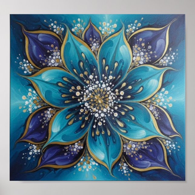 Poster IndigoTealFloralMandala (Frente)