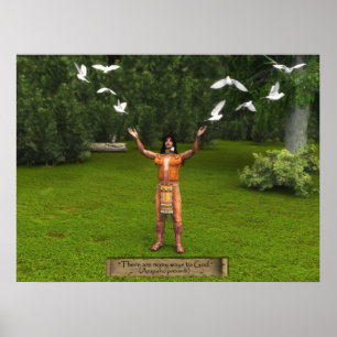 Poster Índio e pombos com Provérbio