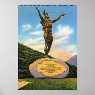 Póster Índio na Estátua de Trilha na Vista do Parque Moha