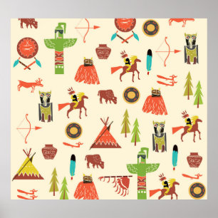 Poster Índios Americanos: Fundo Cultural.