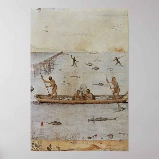 Poster Índios pescando (Frente)