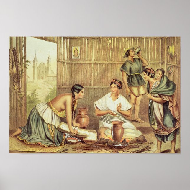 Póster índios preparando tortillas (Frente)