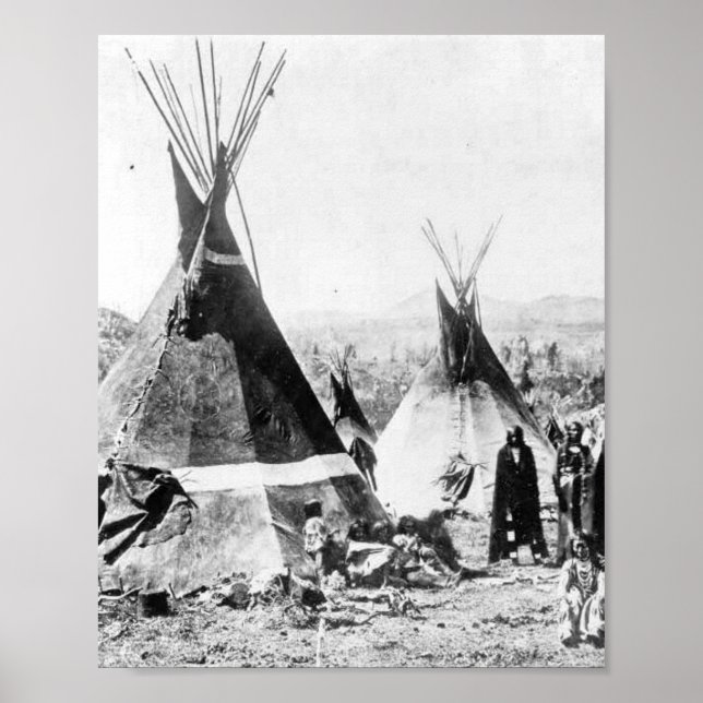 Poster índios Shoshone com Tipis (Frente)