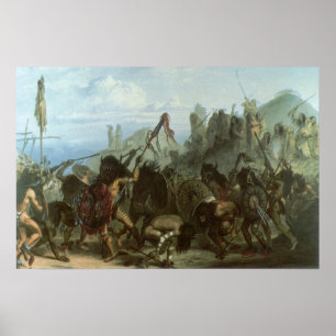 Poster Índios Vintage, Dança do Bisão por Karl Bodmer
