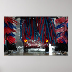 Póster indo para a lavagem do carro