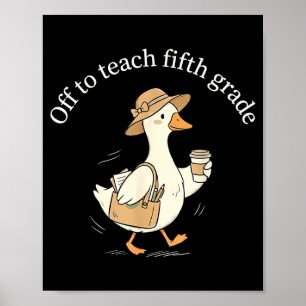 Poster Indo para ensinar café para professor de ganso fof