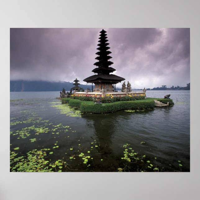 Póster Indonésia, Bali, Templo Ulun Danu. (Frente)