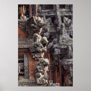 Póster Indonésia, Bali, Ubud, Esculturas de pedra hindus