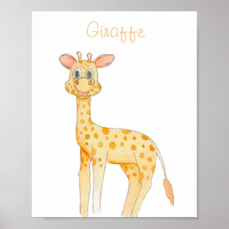 Póster INFANTIL JIRAFA acuarela para cuarto niños