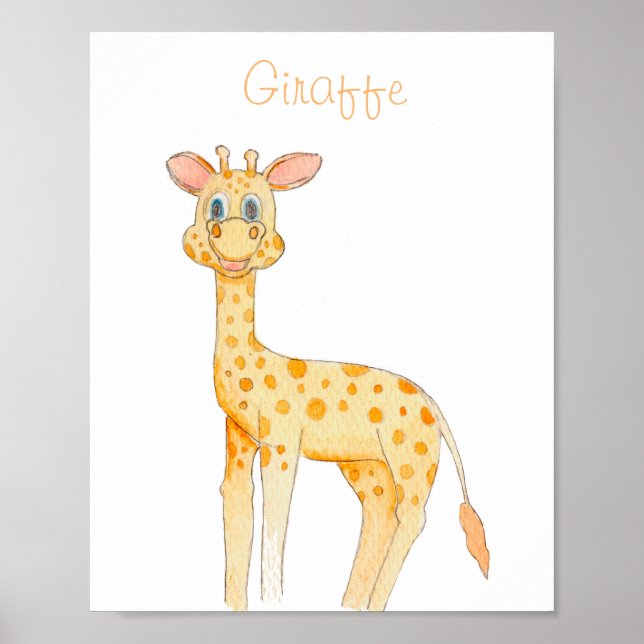 Póster INFANTIL JIRAFA acuarela para cuarto niños (Frente)