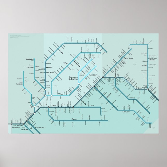 Poster Inferior de Ohio: 30" x 20" (Frente)