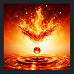 Poster Inferno Liquid Flame Splash<br><div class="desc">Witness the impossible fusion of fire and water in this high-velocity "Liquid Alchemy" masterpiece. A roaring crown of flames erupts from a crystalline splash, suspended above deep orange and gold ripples. With hyper-realistic detail in every spark and droplet, this surreal work of art brings a powerful, high-energy atmosphere to any...</div>