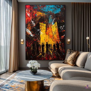 Poster Inferno Urbano - paisagem urbana expressionista no