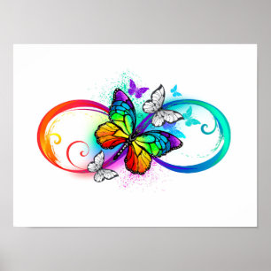 Poster Infinidade brilhante com borboleta arco-íris