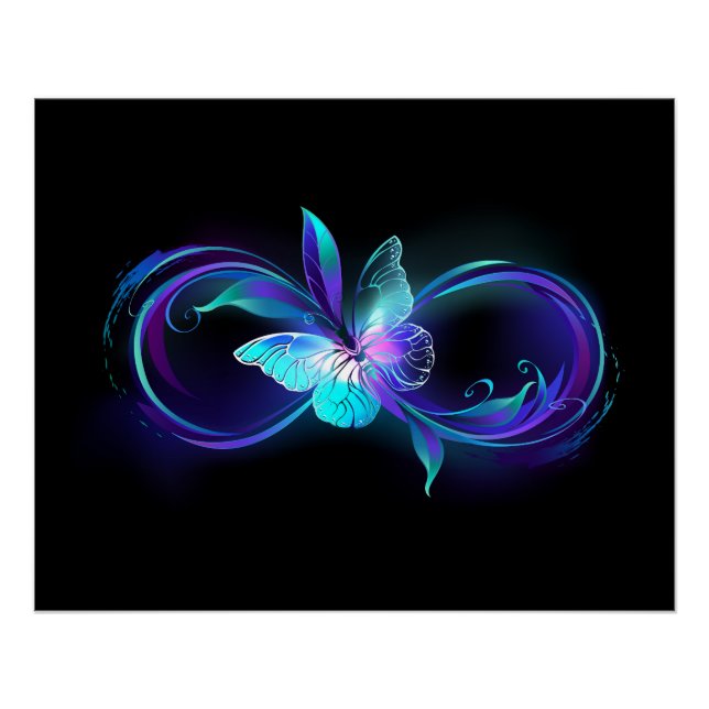 Póster Infinidade brilhante com borboleta mágica (Frente)