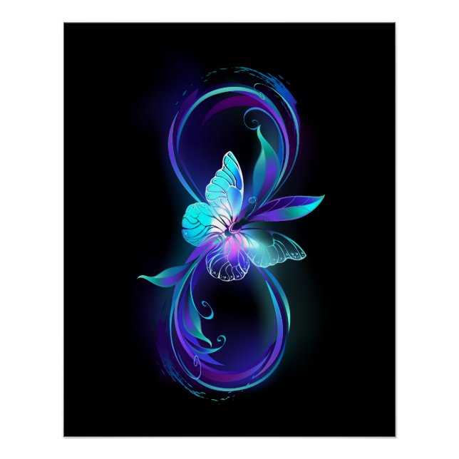 Póster Infinidade brilhante com borboleta mágica (Frente)