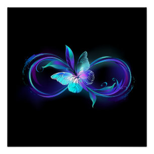 Póster Infinidade brilhante com borboleta mágica