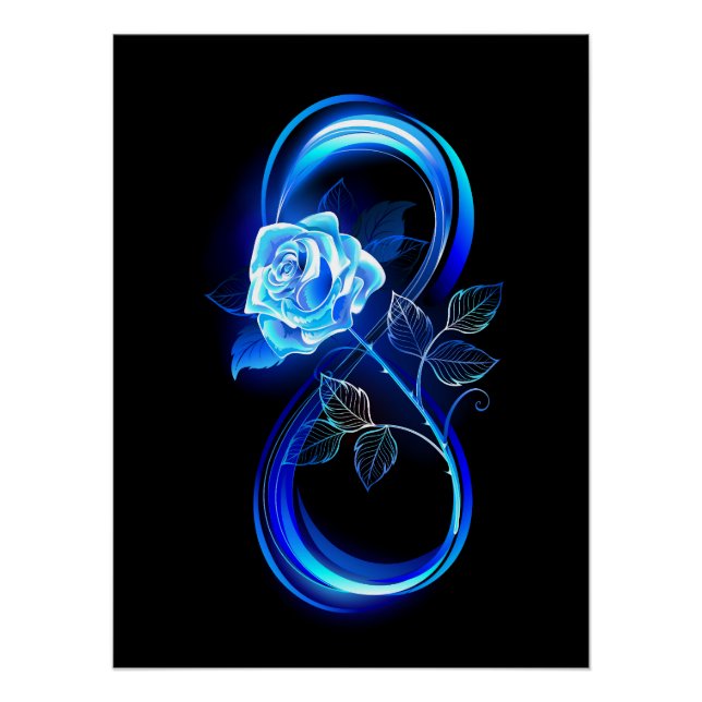 Póster Infinidade brilhante com rosa azul (Frente)
