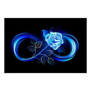 Póster Infinidade brilhante com rosa azul