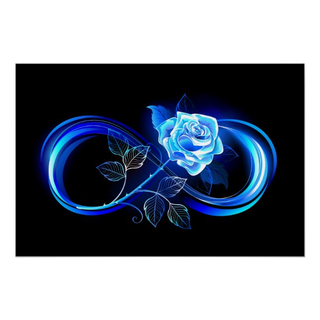 Póster Infinidade brilhante com rosa azul (Frente)