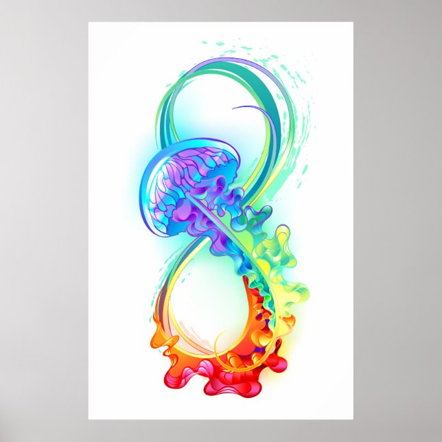 Poster Infinidade com água-vivas do Arco-Íris (Frente)