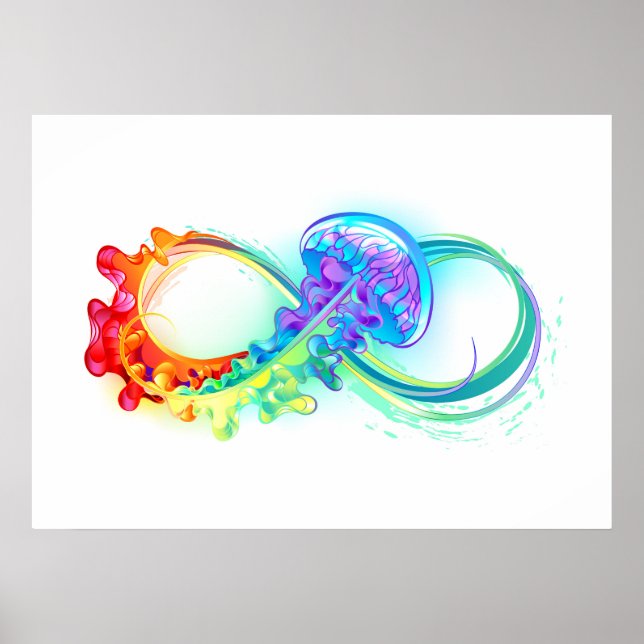 Poster Infinidade com água-vivas do Arco-Íris (Frente)