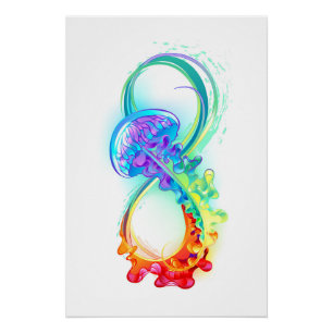 Póster Infinidade com água-vivas do Arco-Íris