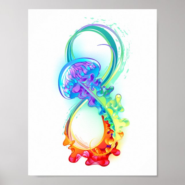 Poster Infinidade com água-vivas do Arco-Íris (Frente)