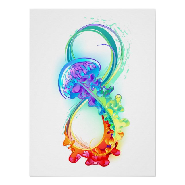 Póster Infinidade com água-vivas do Arco-Íris (Frente)
