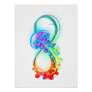 Póster Infinidade com água-vivas do Arco-Íris