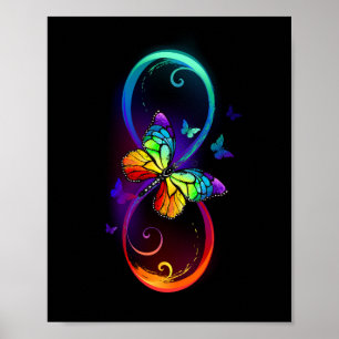 Poster Infinidade vibrante com borboleta arco-íris em pr