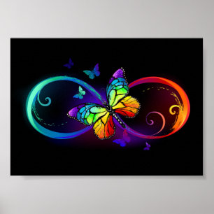 Poster Infinidade vibrante com borboleta arco-íris em pr