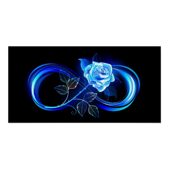 Póster Infinito brilhante com rosa azul (Frente)