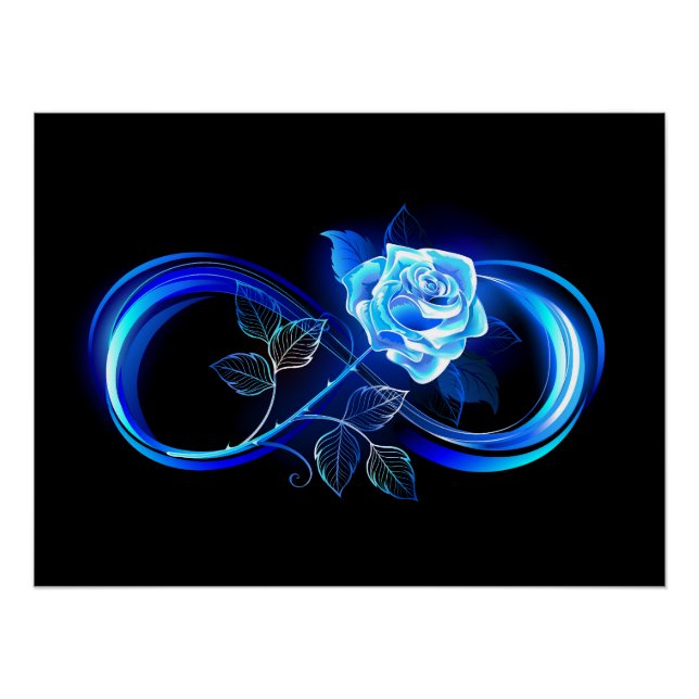 Póster Infinito brilhante com rosa azul (Frente)