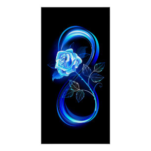 Póster Infinito brilhante com rosa azul
