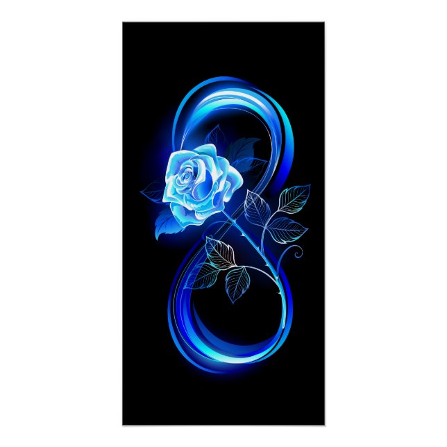 Póster Infinito brilhante com rosa azul (Frente)