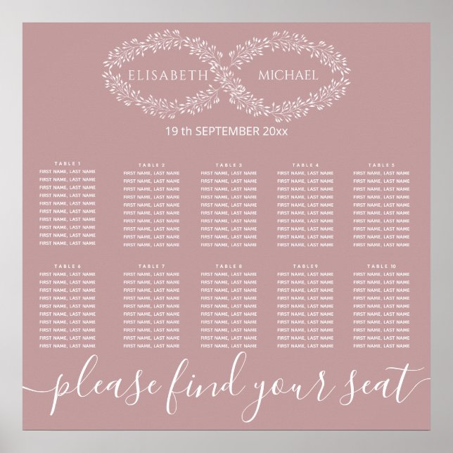 Poster Infinity posty rosa botânico romântico elegante (Frente)