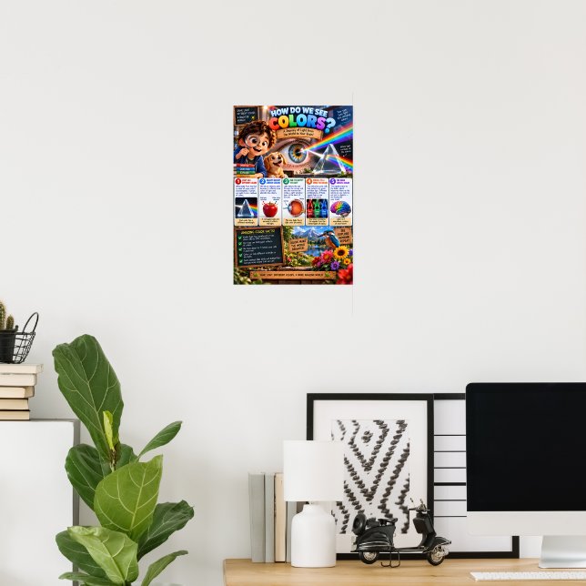 Poster Infográfico Como Vemos Cores (Escritório em casa)