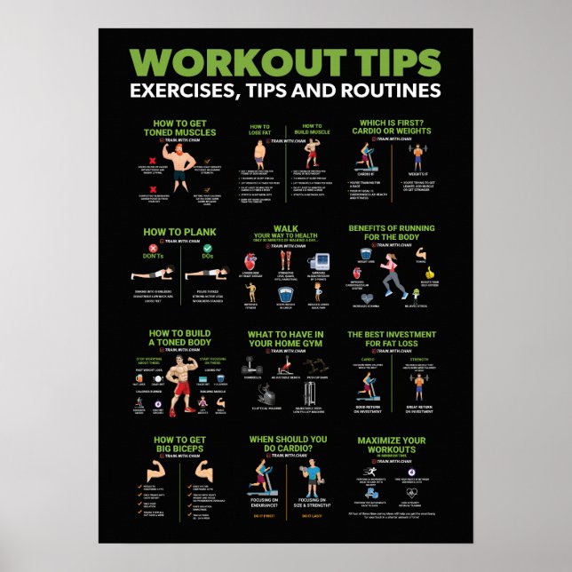 Poster Infográfico de Saúde e Malhações - Dieta e Exercíc (Frente)